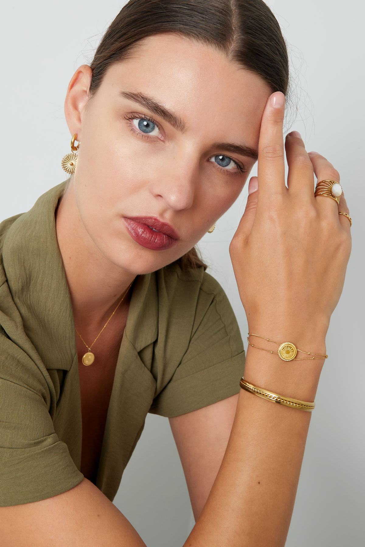 Doppelgliedarmband mit Münze – Gold
